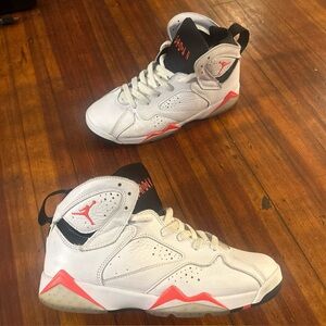 Kids White and Red Athletic Shoes